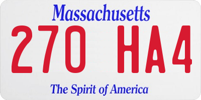 MA license plate 270HA4
