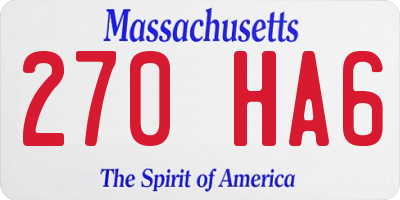 MA license plate 270HA6