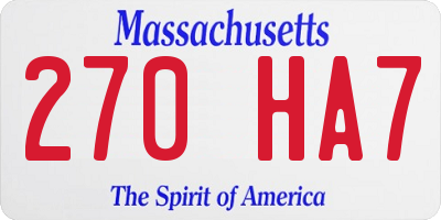 MA license plate 270HA7
