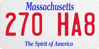 MA license plate 270HA8