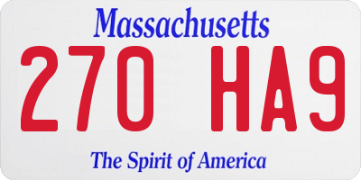 MA license plate 270HA9