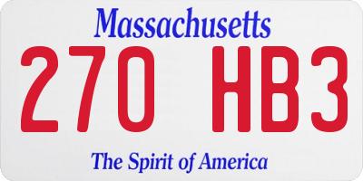 MA license plate 270HB3