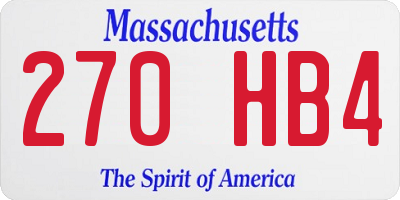 MA license plate 270HB4