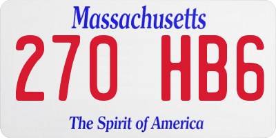 MA license plate 270HB6