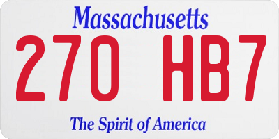MA license plate 270HB7