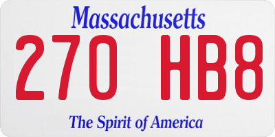 MA license plate 270HB8