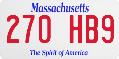 MA license plate 270HB9