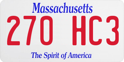MA license plate 270HC3