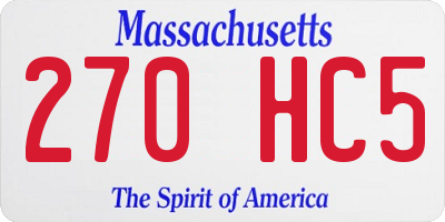MA license plate 270HC5