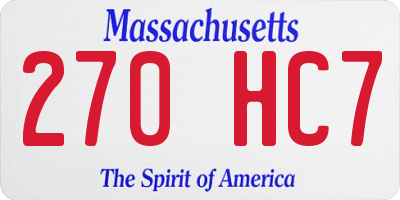 MA license plate 270HC7