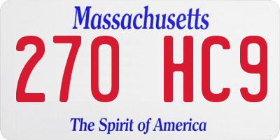 MA license plate 270HC9