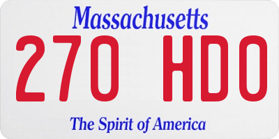 MA license plate 270HD0