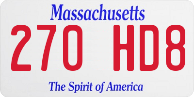 MA license plate 270HD8