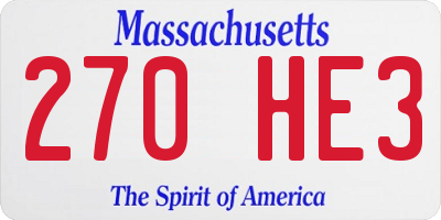MA license plate 270HE3