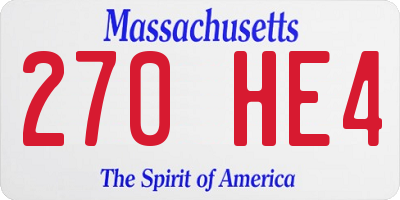 MA license plate 270HE4