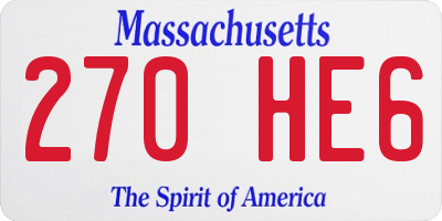 MA license plate 270HE6