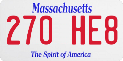 MA license plate 270HE8
