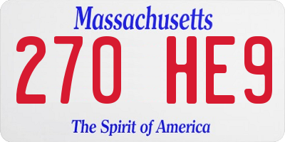 MA license plate 270HE9