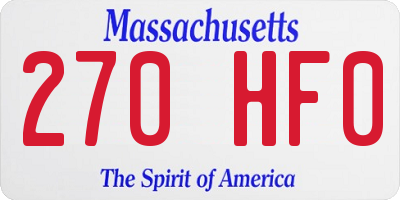 MA license plate 270HF0