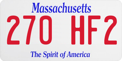 MA license plate 270HF2