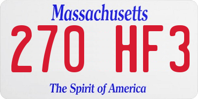 MA license plate 270HF3