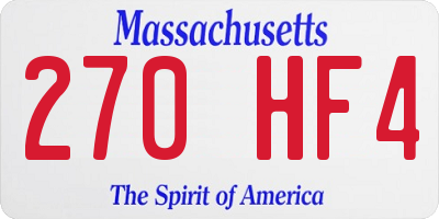 MA license plate 270HF4