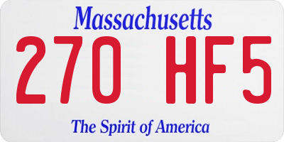MA license plate 270HF5