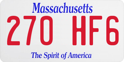 MA license plate 270HF6