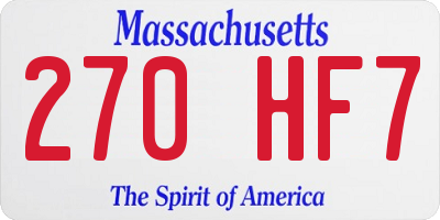 MA license plate 270HF7