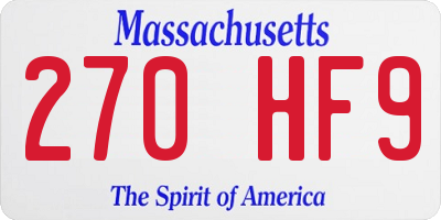 MA license plate 270HF9