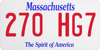 MA license plate 270HG7