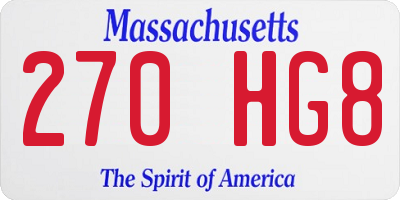MA license plate 270HG8