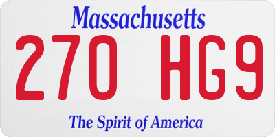 MA license plate 270HG9