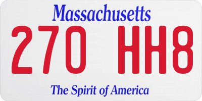 MA license plate 270HH8