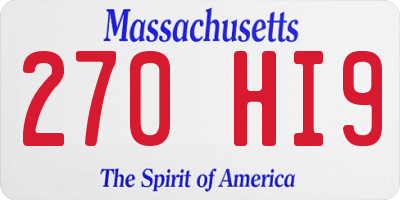 MA license plate 270HI9