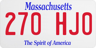 MA license plate 270HJ0