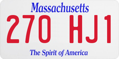 MA license plate 270HJ1