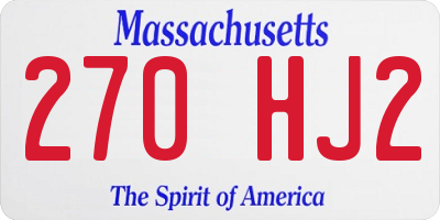 MA license plate 270HJ2