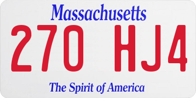 MA license plate 270HJ4