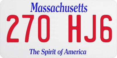 MA license plate 270HJ6