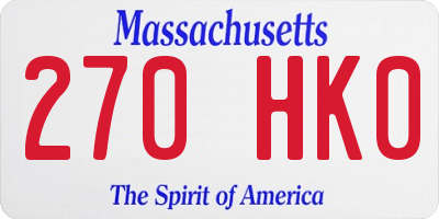 MA license plate 270HK0