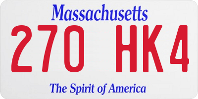 MA license plate 270HK4