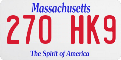 MA license plate 270HK9