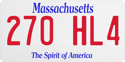 MA license plate 270HL4