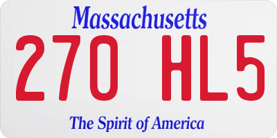 MA license plate 270HL5