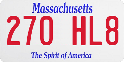 MA license plate 270HL8