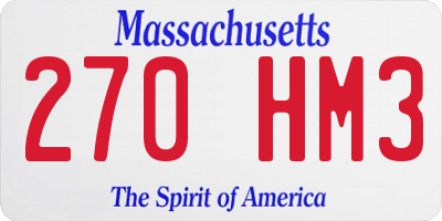 MA license plate 270HM3