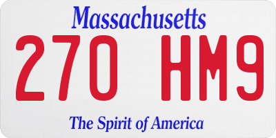 MA license plate 270HM9