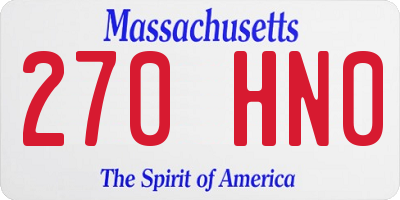 MA license plate 270HN0