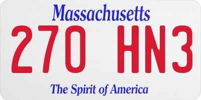 MA license plate 270HN3